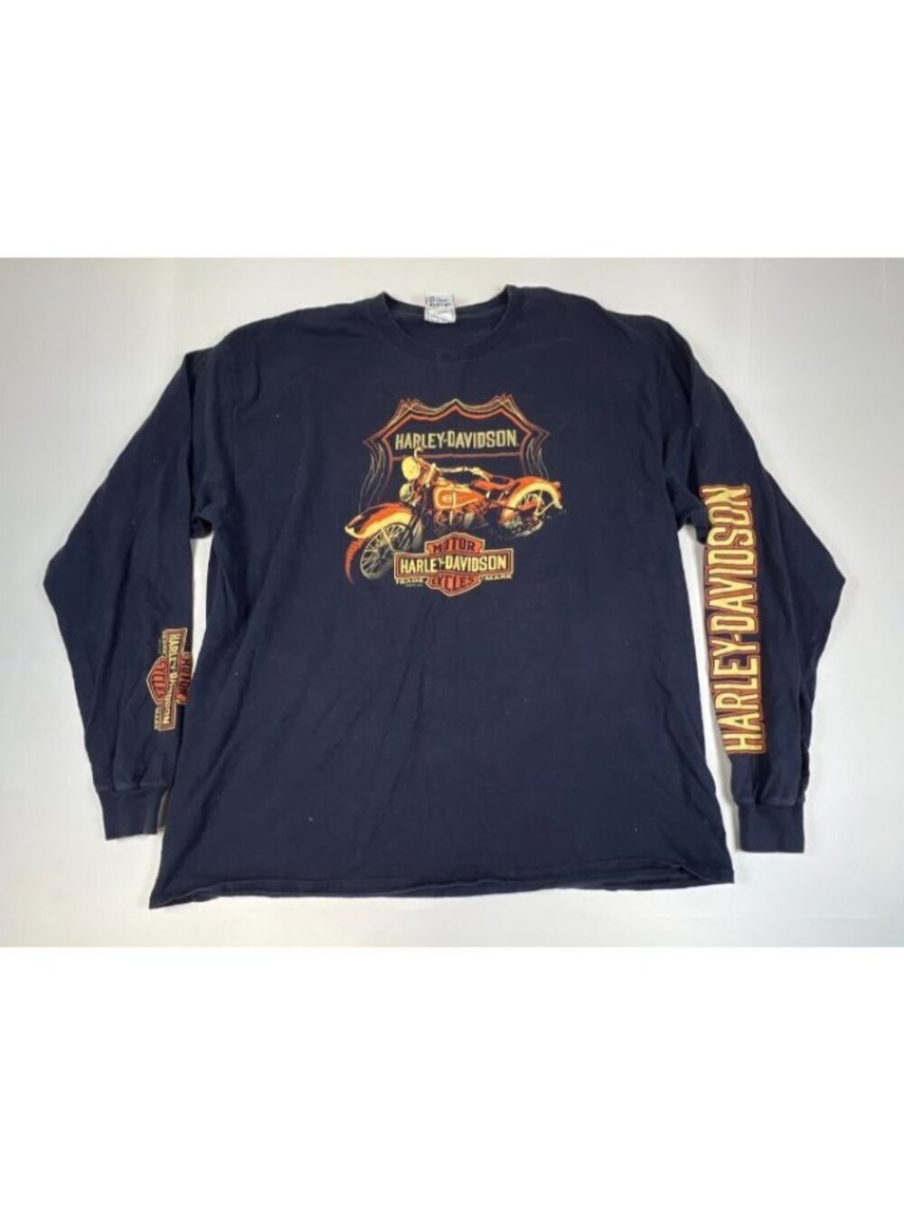 Harley Davidson Shirt Mens 2XL Blue Barrie Ontario Canada Long Sleeve Graphic